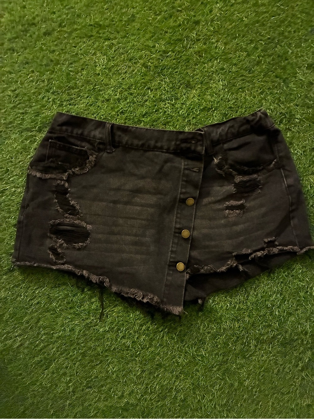 Black Distressed Denim Women’s Skort